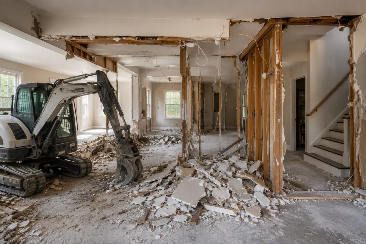 Residential demolition by Empire Homes and Renovations