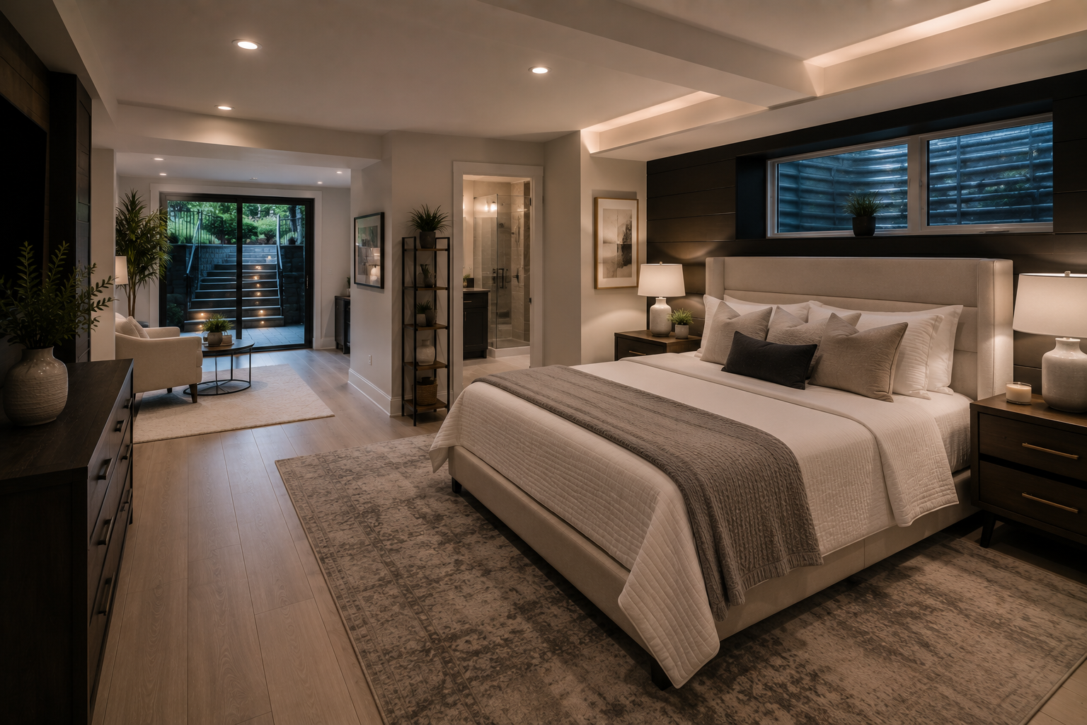 Finished basement guest bedroom