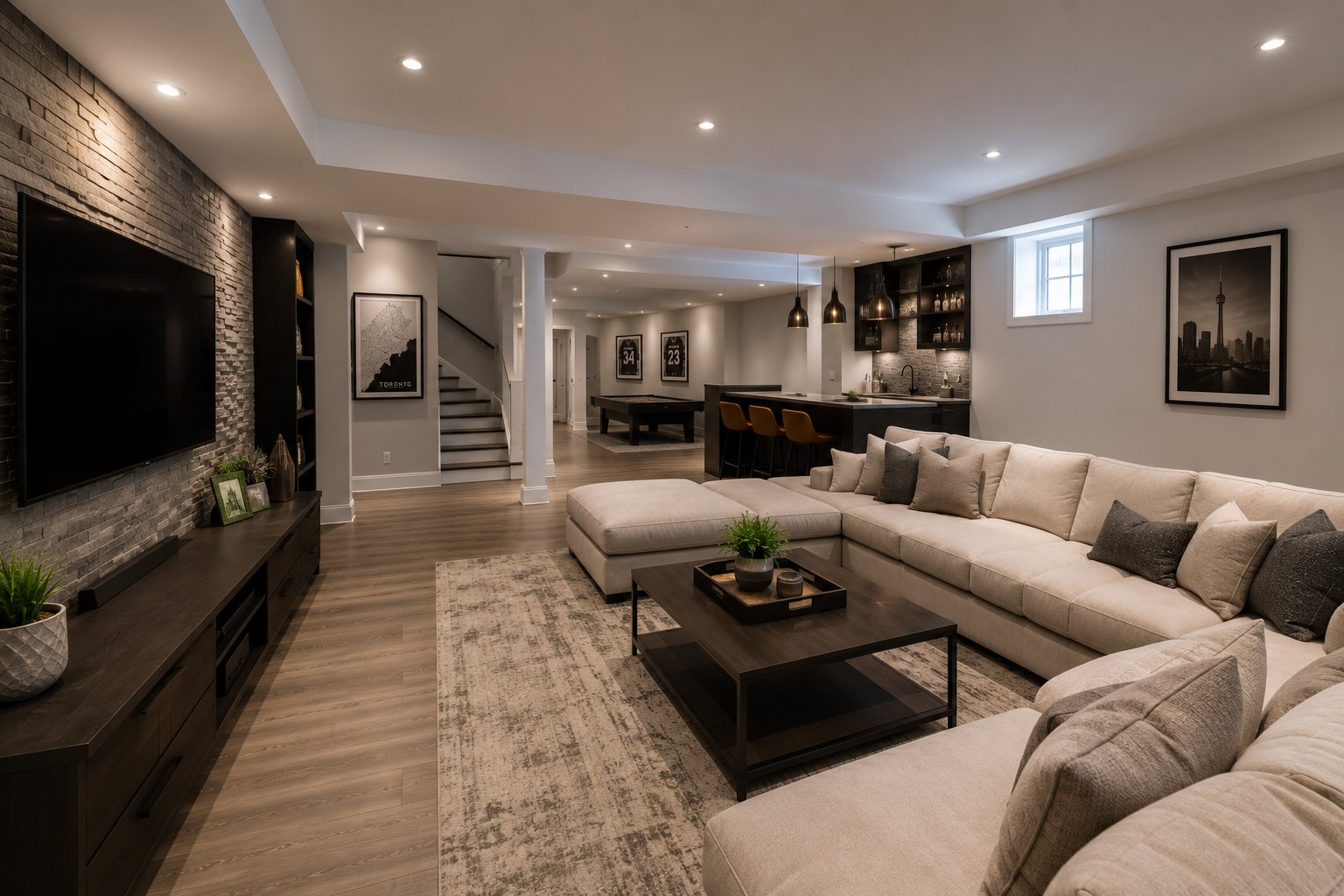 Finished basement family room