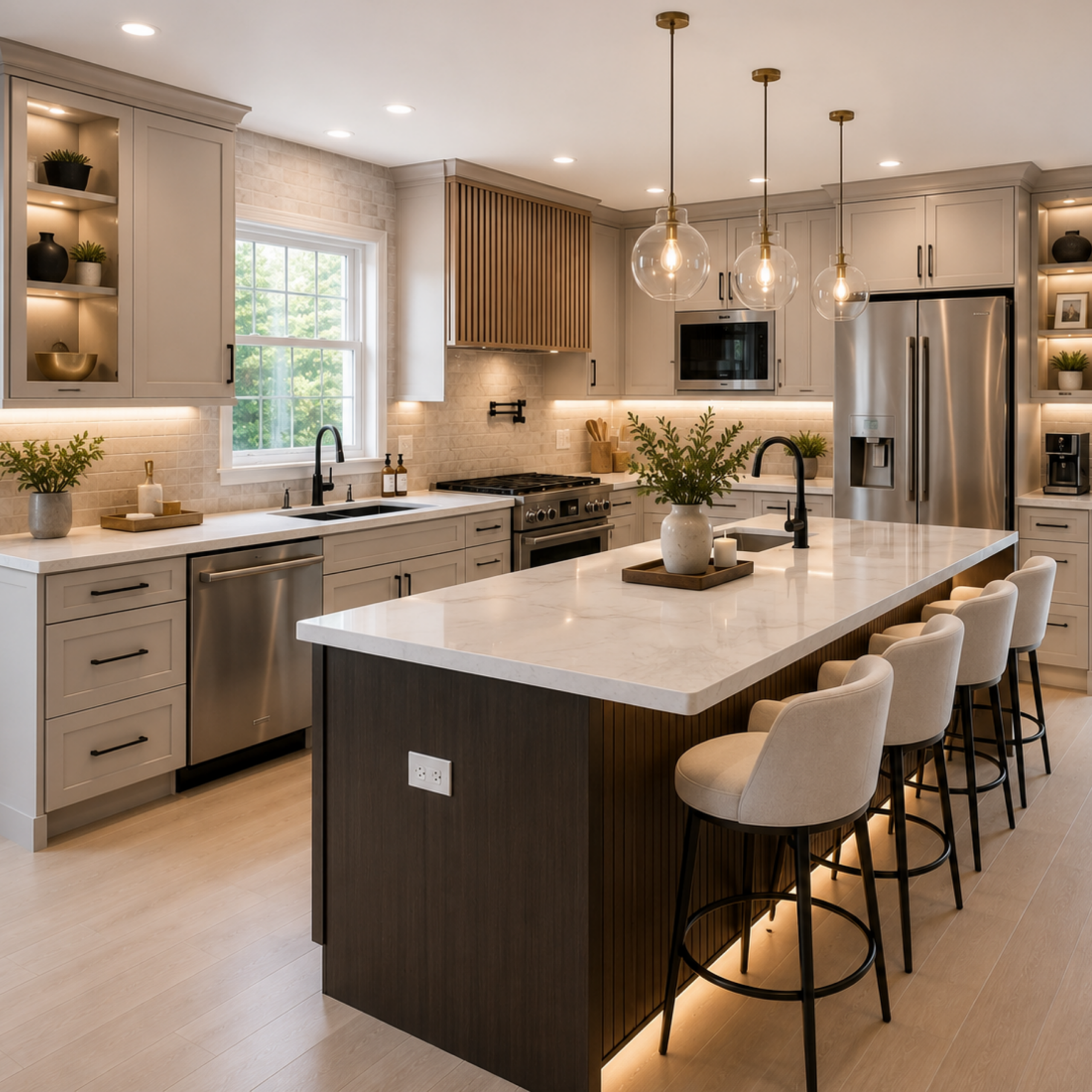 Kitchen countertops and tile backsplash