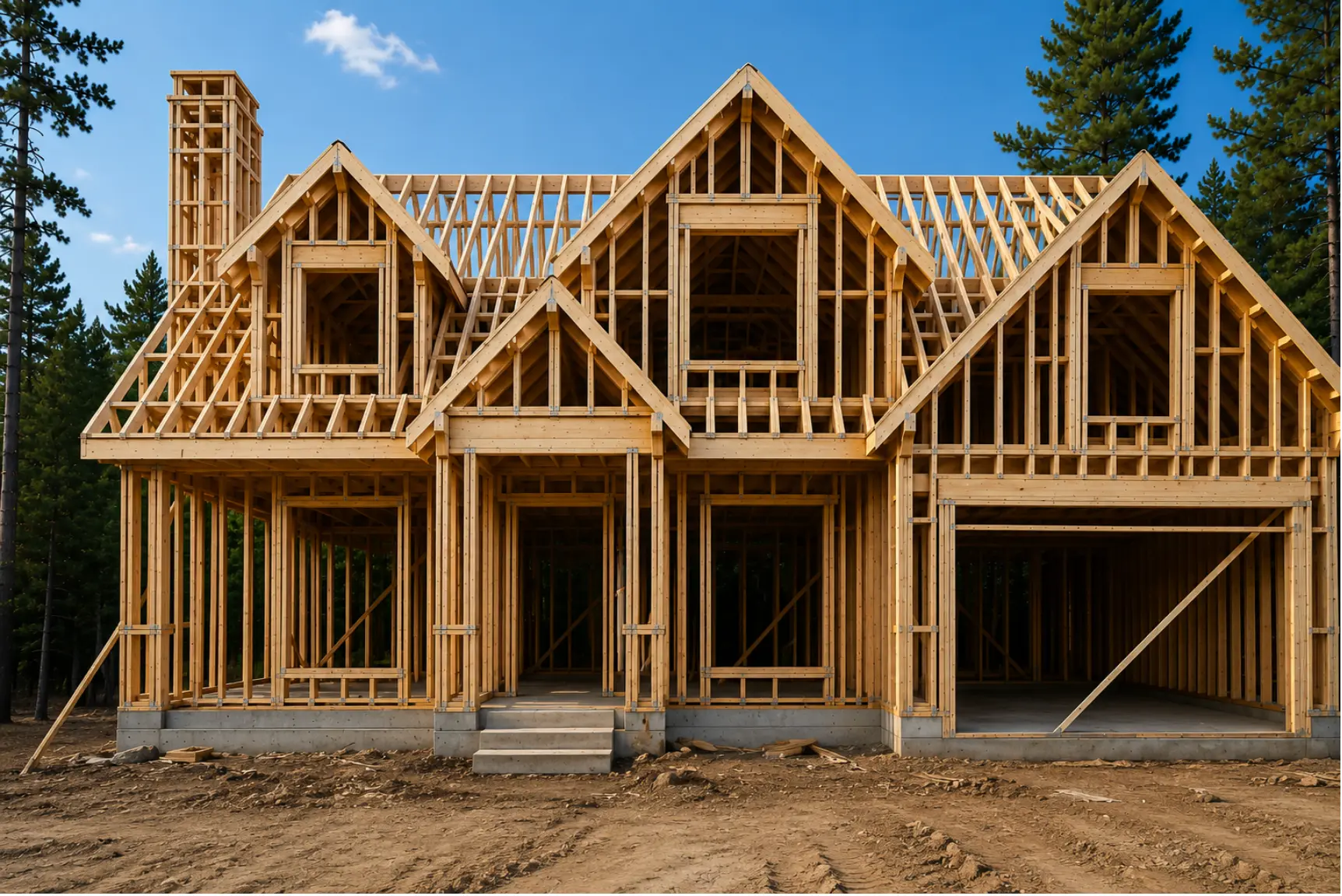 House framing before finishing